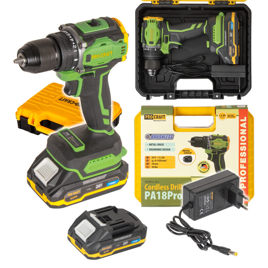 PROCRAFT Akumulátorový skrutkovač 20V PA18Pro