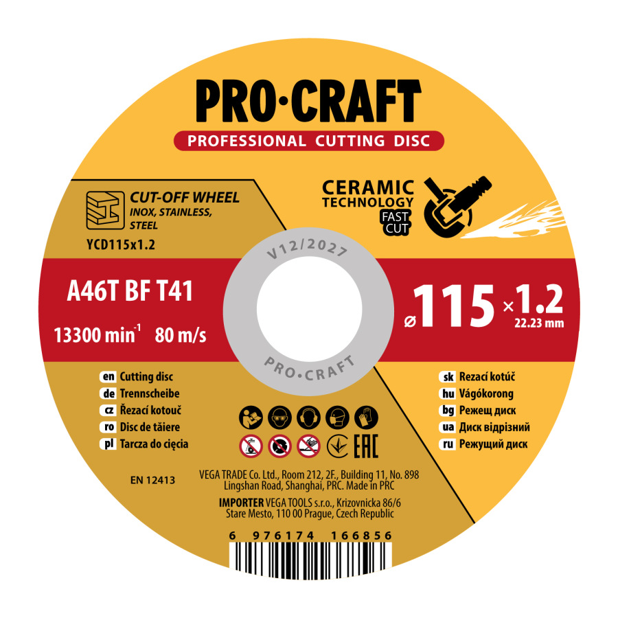 Rezný kotúč Procraft s keramickým zrnom YCD115x1.0