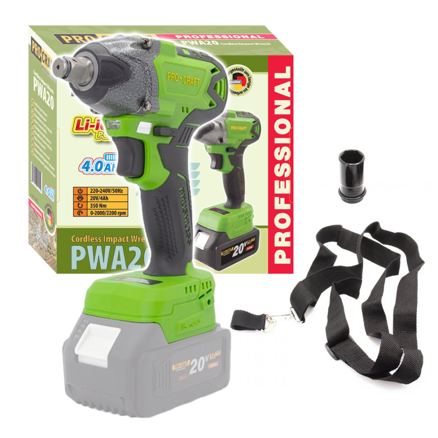PROCRAFT Aku rázový uťahovák 20V 350Nm bez akumulátora a nabíjačky PWA20