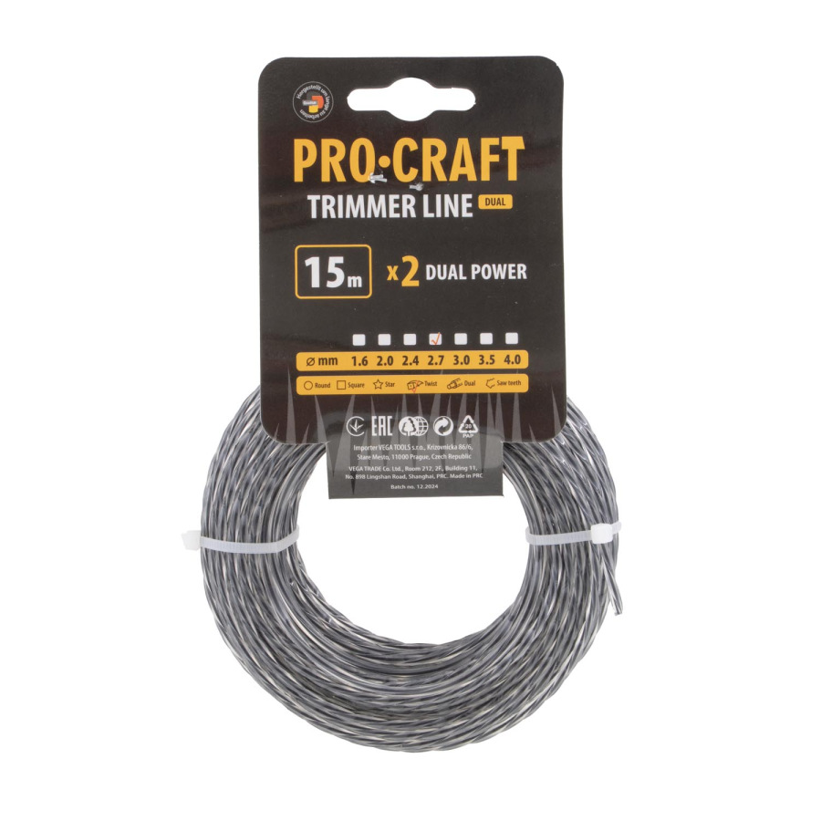Rezacia struna (s výstužou) (2,7 mm) (15 m) špirála PROCRAFT