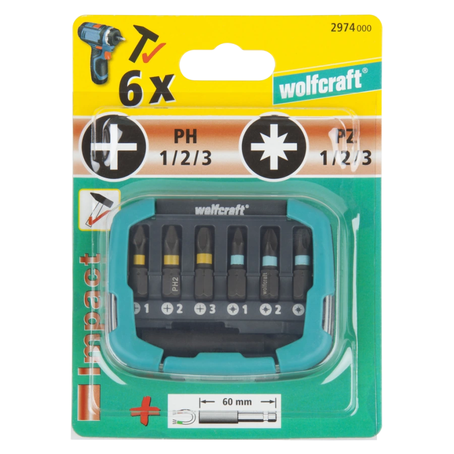 Wolfcraft Sada bitov Impact PH + PZ wolfcraft 2974000