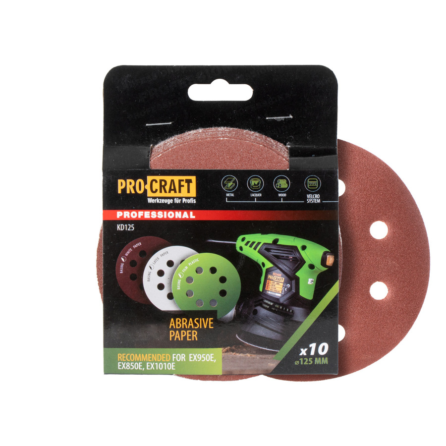 KD125 Brúsny papier (10 ks v balení) - pre brúsky na steny a stropy, 125 mm KD125.120
