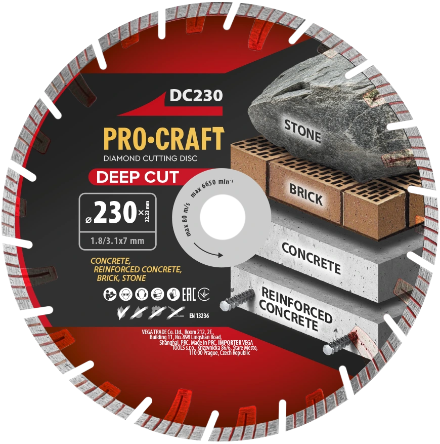 Diamantový rezný kotúč Deep Cut Procraft DC230
