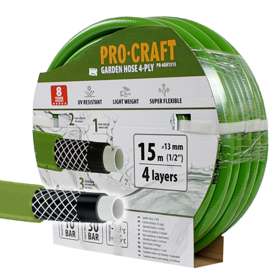 Záhradná hadica Procraft PR-4GH1315 4-vrstvová, 1/2" 15 m