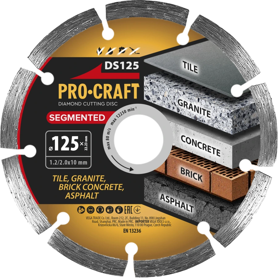 Diamantový rezný kotúč Segmented Procraft DS125