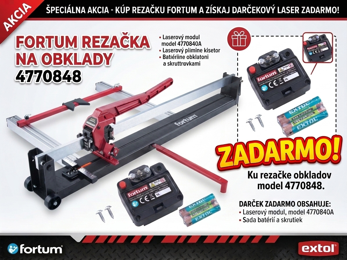 FORTUM Rezačka na dlažbu 1200mm kompaktná 24 ložisková 4770848