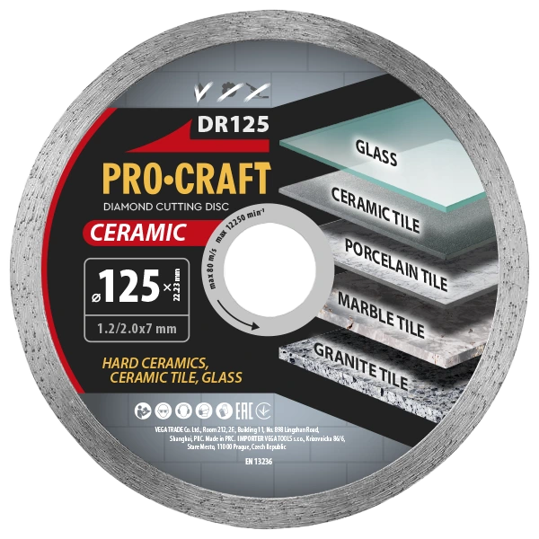Diamantový rezný kotúč Ceramic Procraft DR125