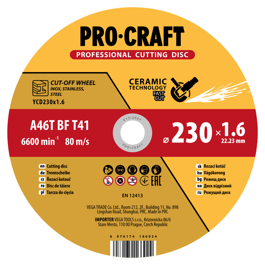 Rezný kotúč Procraft s keramickým zrnom YСD230x1.6