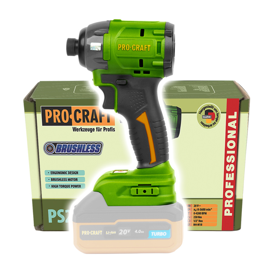 PROCRAFT Akumulátorový rázový uťahovák 20V 230Nm(bez akumulátora a nabíjačky) PS22bb