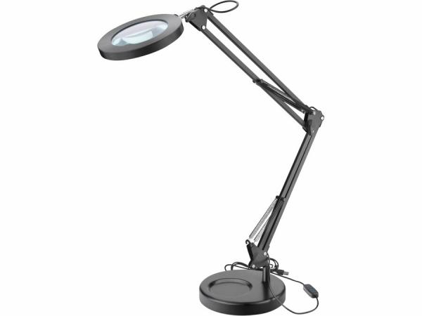 EXTOL Lampa stolová s LED a lupou, 1300/9000lm, nastavi.rameno, USB napájanie,čierna 43160