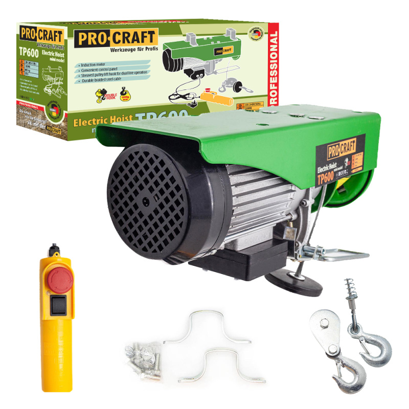 PROCRAFT Elektrický lanový navijak 1200W 600kg TP600