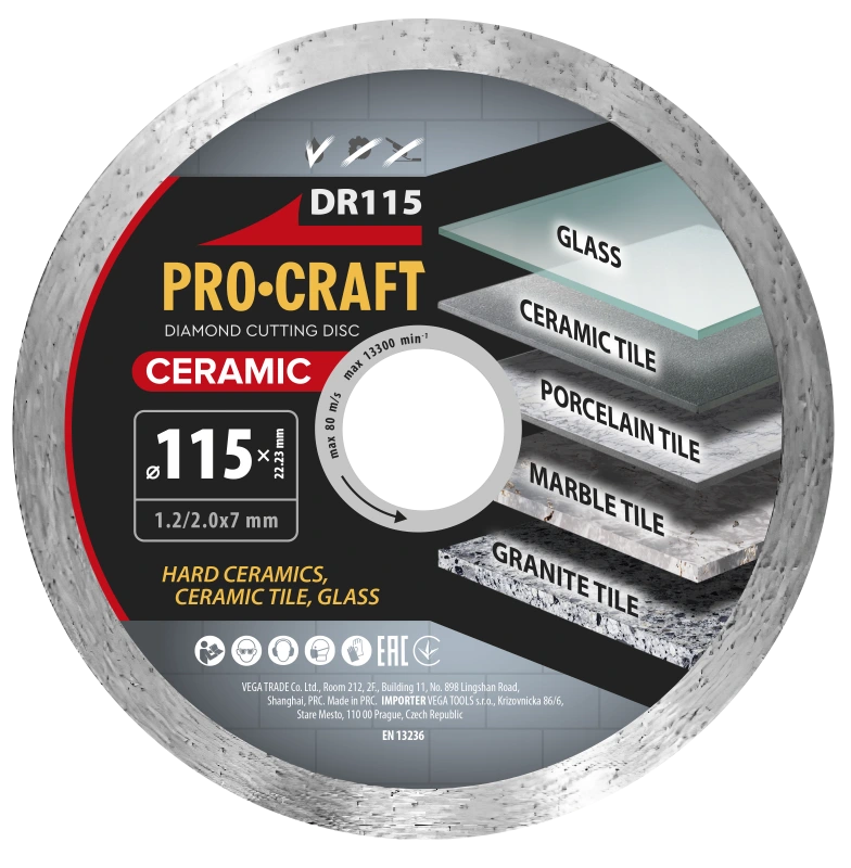 Diamantový rezný kotúč Ceramic Procraft DR115