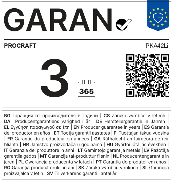 PROCRAFT AKU reťazová píla 20V 304mm PKA42Li 9