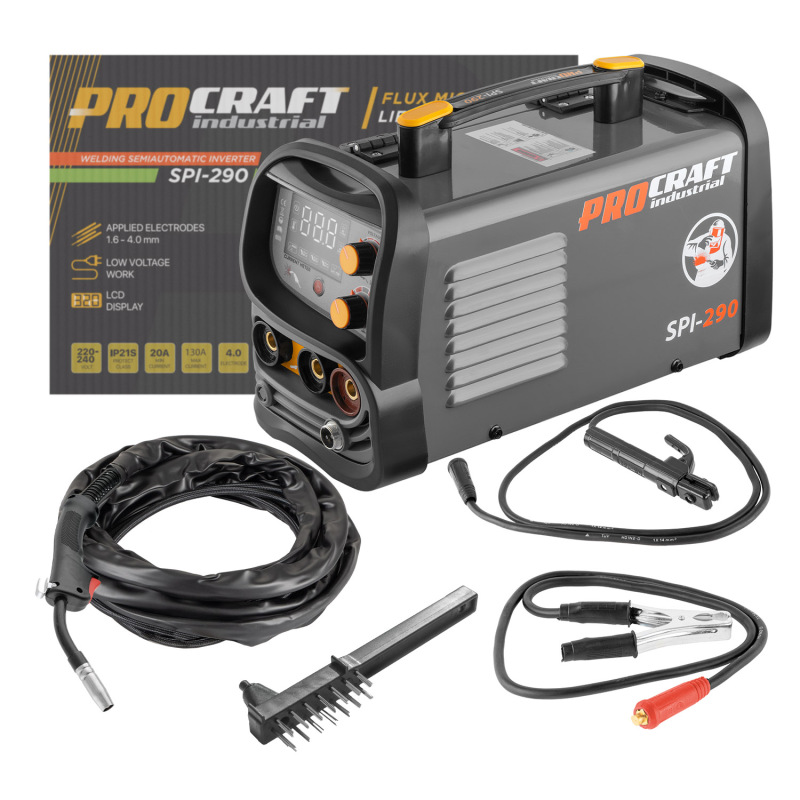 Kombinovaná invertorová zváračka Co Flux – trubičkový drôt, MMA, TIG lift Procraft SPI-290