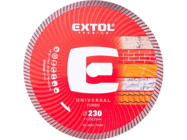 EXTOL PREMIUM 8803055 Kotúč rezný diamantový Turbo, ø230x2,6mm, suché a mokré rezanie