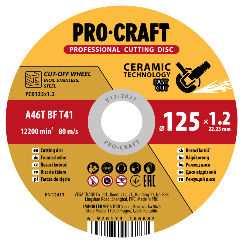 Rezný kotúč Procraft s keramickým zrnom YCD125x1.2