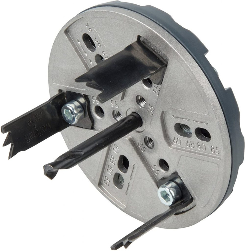 Wolfcraft Korunka vŕtacia nastaviteľná s pevnými rozmermi ø 35,55,60,68,70,75,80,85mm hl. - 30mm, wo