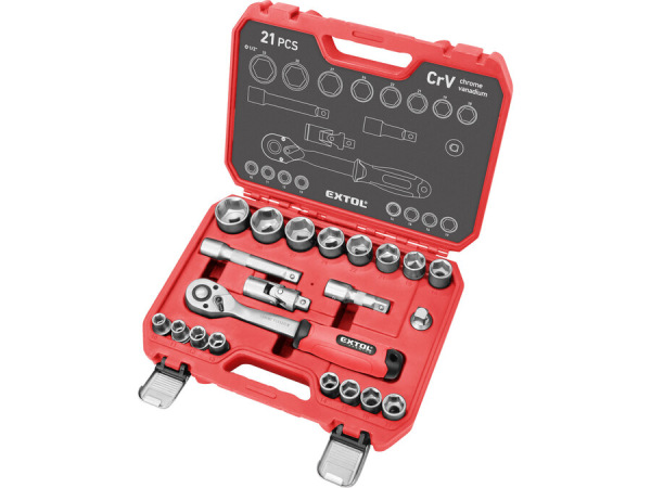 EXTOL PREMIUM Sada nástrčných kľúčov, 1/2", 21-dielna 8818323