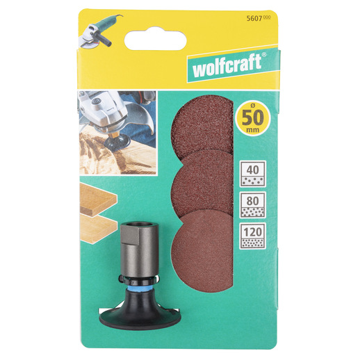 Wolfcraft Sada brúsnych kotúčov s unášačom ø 50mm, wolfcraft 5607000