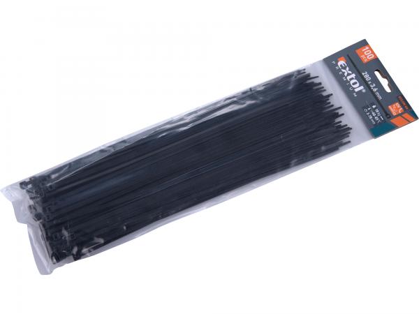 EXTOL PREMIUM Pásky sťahovacie čierne, 3,6x280mm, 100ks, pr.70mm, 18kg 8856158