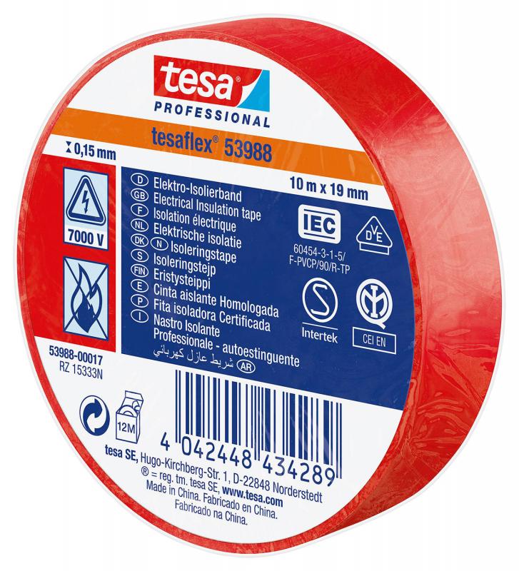 Páska 53988 elektroizolačná červená 15mm x 10m Tesa