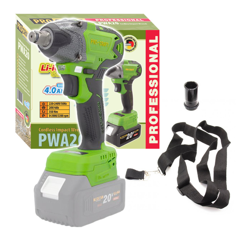 PROCRAFT Aku rázový uťahovák 20V 350Nm bez akumulátora a nabíjačky PWA20