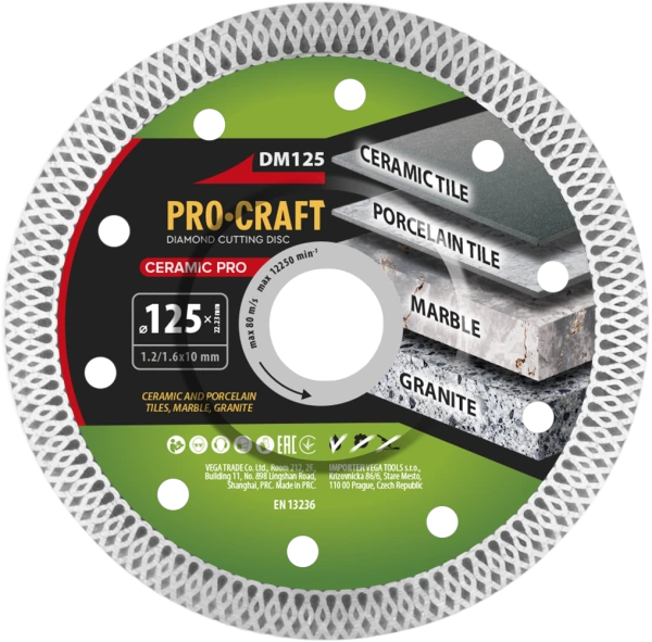 Diamantový rezný kotúč Ceramic PRO Procraft DM125