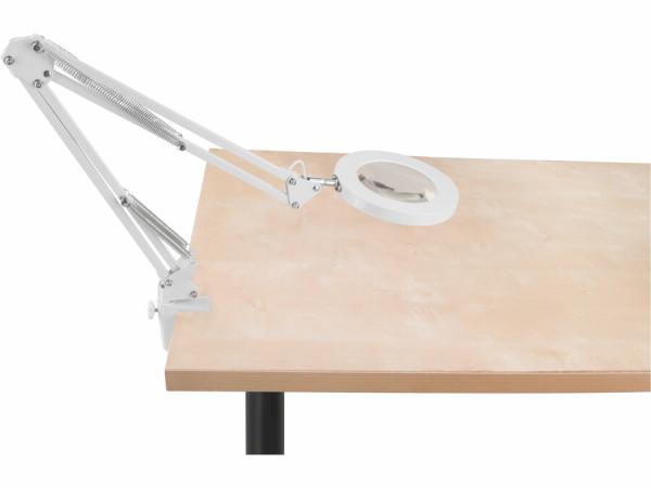 EXTOL Lampa stolová s LED a lupou, 1300/9000lm, nastavi.rameno, USB napájanie, biela 43161