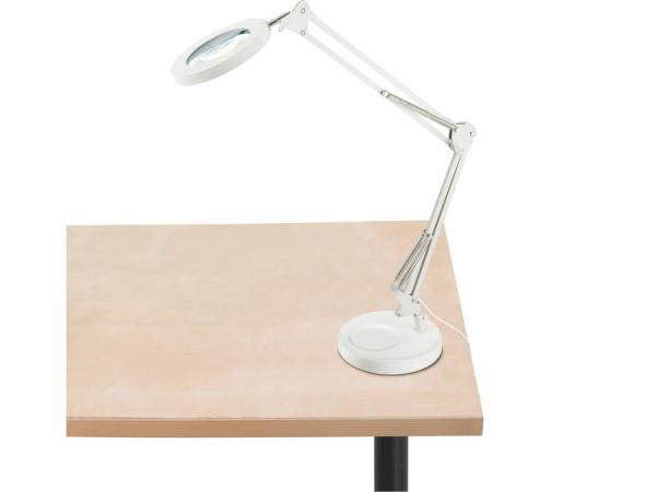 EXTOL Lampa stolová s LED a lupou, 1300/9000lm, nastavi.rameno, USB napájanie, biela 43161