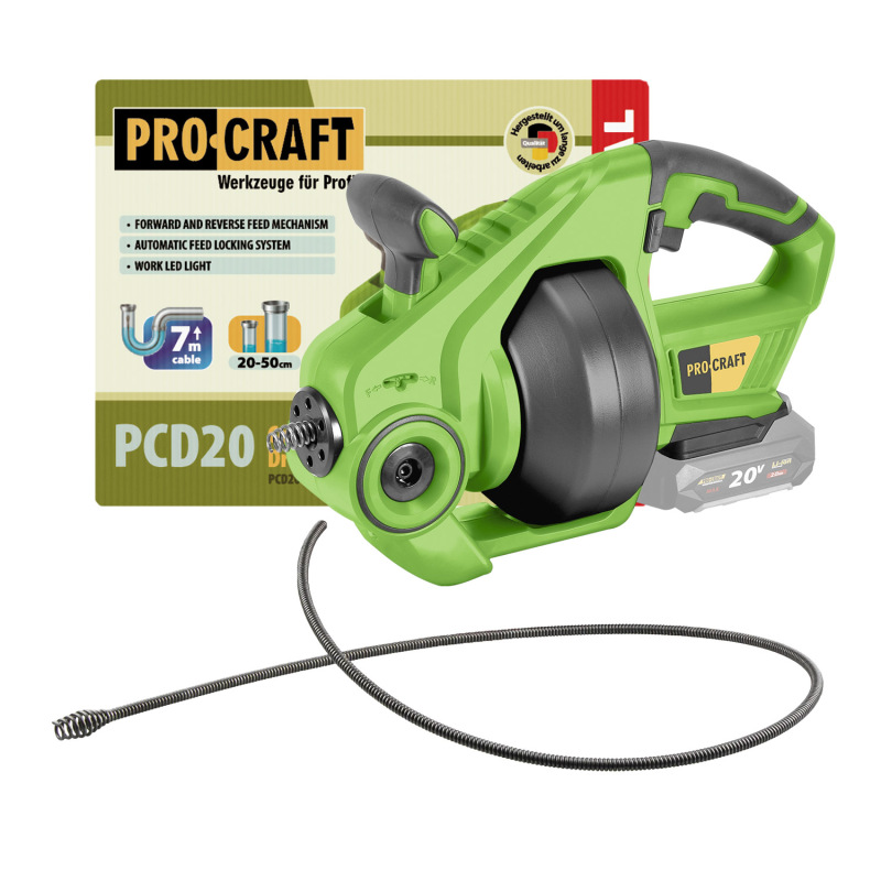 PROCRAFT Aku čistič potrubia (bez batérie a nabíjačky)PCD20-BB