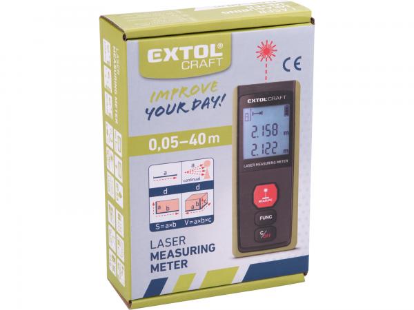 EXTOL CRAFT Merač vzdialenosti laserový do 40m / +-3mm, LCD 920201