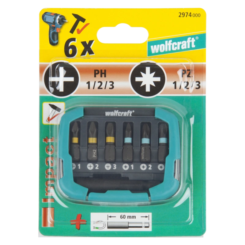 Wolfcraft Sada bitov Impact PH + PZ wolfcraft 2974000