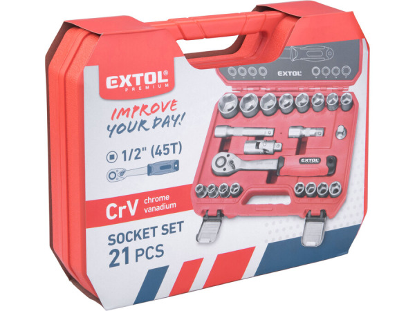 EXTOL PREMIUM Sada nástrčných kľúčov, 1/2", 21-dielna 8818323 2