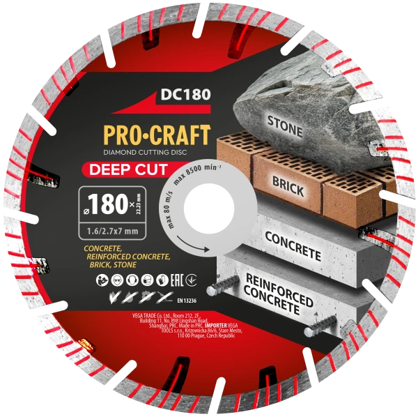 Diamantový rezný kotúč Deep Cut Procraft DC180