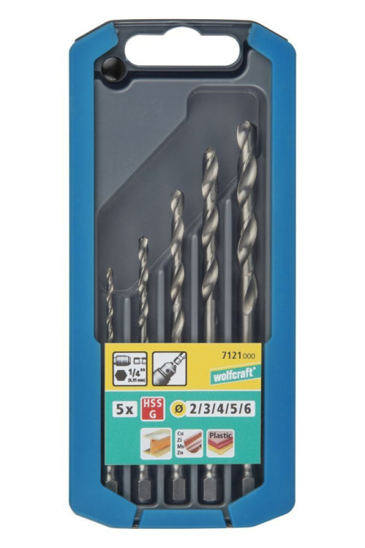 Wolfcraft Sada vrtákov HSS do kovu vybrusovaných so šesťhrannou stopkou ø 2 - 6mm wolfcraft 7121000