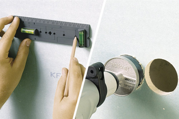 Wolfcraft Sada vrtacích koruniek Universal ø 68mm pre elektrikárske krabičky + šablóna, wolfcraft 59 3