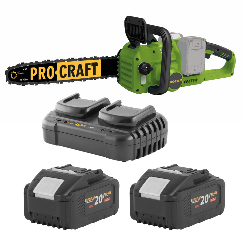 PROCRAFT Sada aku reťazová píla PCA42/2 s batériami 2×20V 8Ah a nabíjačkou 20/2