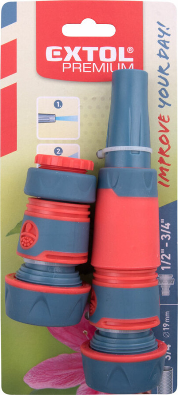 EXTOL PREMIUM Postrekovač záhradný + rýchlospojky na hadicu plastové, 4-dielna sada, 3/4'' 8876491 4