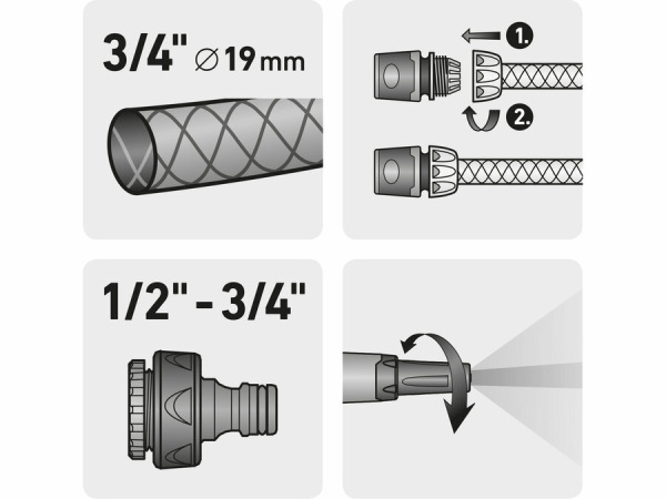 EXTOL PREMIUM Postrekovač záhradný + rýchlospojky na hadicu plastové, 4-dielna sada, 3/4'' 8876491 2