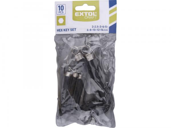 EXTOL CRAFT Kľúče imbusové 2-14mm, 10-dielna sada 6612