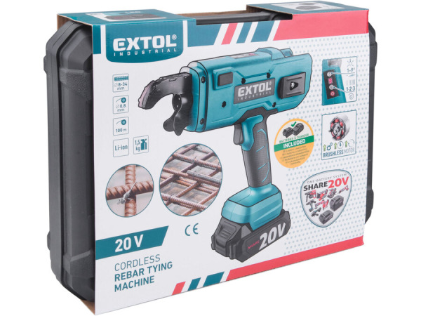 EXTOL INDUSTRIAL Viazač armatúr aku Share20V, 1x 2Ah, drôt 0,8mm, oko 8-34mm 8791860 11