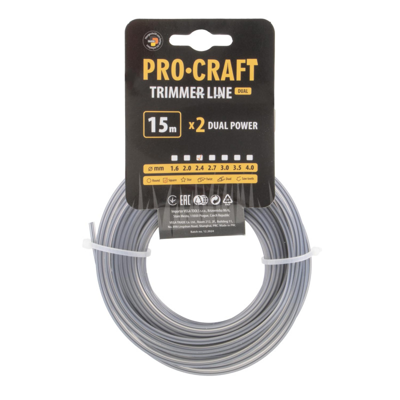 Rezacia struna (s výstužou) (2,4 mm) (15 m) štvorcová PROCRAFT