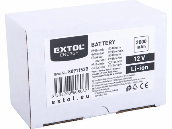 EXTOL PREMIUM Akumulátor, 12V/2Ah Li-ion, pre 8891152 - 8891152B 2