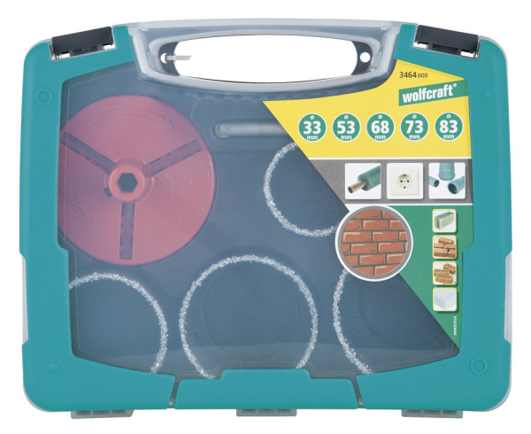 Wolfcraft Sada vrtacích koruniek s HM posypom ø 33,43,53,68,103mm, hl. - 55mm wolfcraft 5424000 2