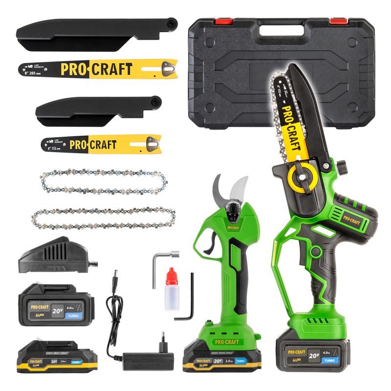 PROCRAFT Sada aku ručná píla Procraft PKA32Li-P a nožnice na konáre ES25Li