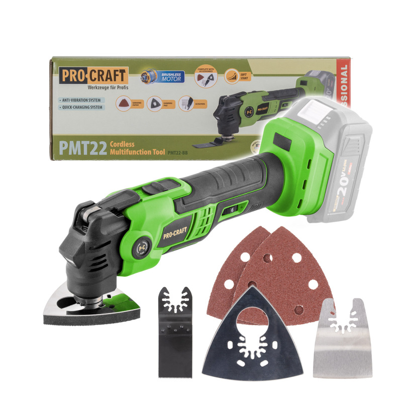 Aku multifunkčná oscilačná brúska Procraft PMT22bb (bez batérie a nabíjačky)