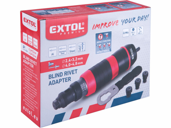 EXTOL PREMIUM 8813752 Nadstavec na nitovanie trhacích nitov 2,4-4,8mm, pre aku skrutkovač 7
