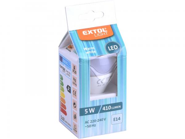 Žiarovka LED mini, 5W, 410lm, E14, pr. baňky 45mm