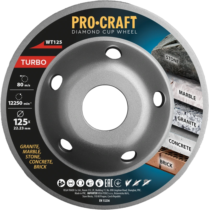 Diamantová brúsna čaša Procraft WT125 Turbo
