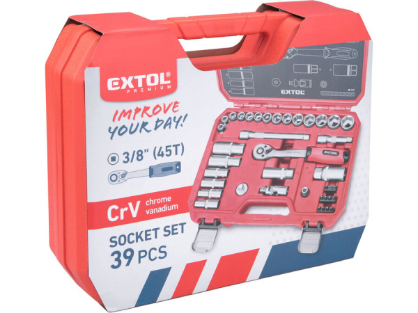 EXTOL PREMIUM Sada nástrčných kľúčov, 3/8", 39-dielna 8818322 2